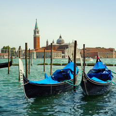 Italy, Morning in Venice. Gondolas