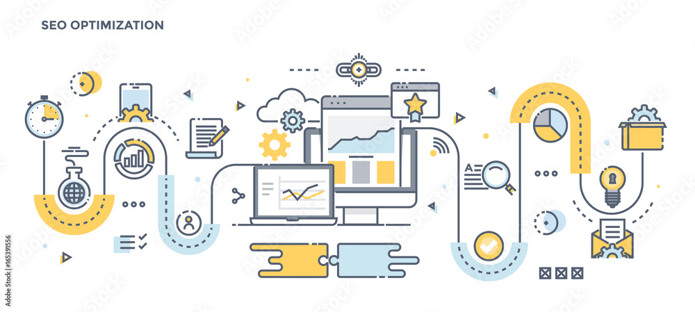Canvas Prints flat line design header - seo