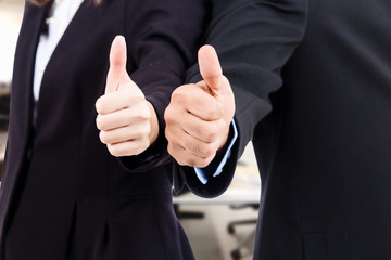 Business teamwork show thumb up