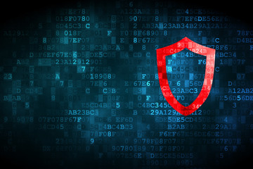 Safety concept: Contoured Shield on digital background