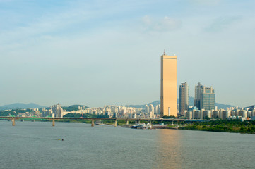 Hangang river in Seoul in summer in Korea
