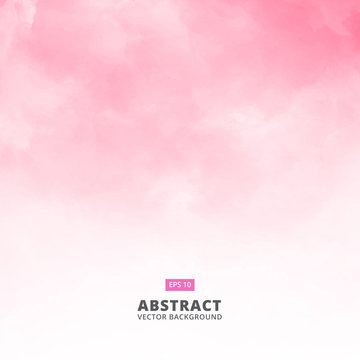 Abstract white cloud detail in pink sky vector illustration background with copy