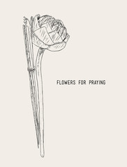 Lotus, incense sticks and candles set for praying Buddha at temple