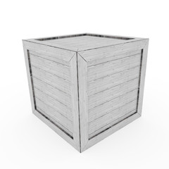 grey color wood box on isolated white in 3D rendering