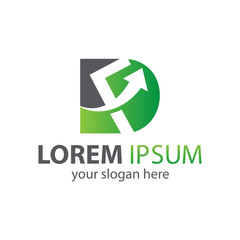 letters DF with an up arrow, logo design, isolated on white background.  