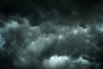 Photo sur Aluminium Ciel Ciel sombre et nuages noirs avant pluie, nuage noir dramatique et orage