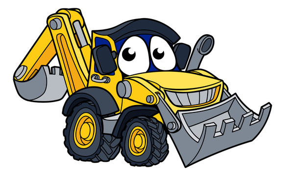 Digger Bulldozer Cartoon Character