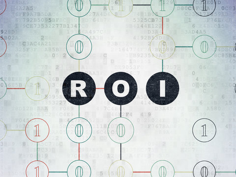 Finance concept: ROI on Digital Data Paper background
