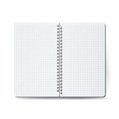 Opened Notebook With Coil Spiral. Vector Spiral Notepad. Clean Mock Up For Your Design. Vector illustration