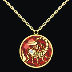 Ruby medallion on a chain with a sсorpion