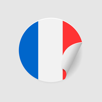 Vector circle sticker isolated with national flag of France