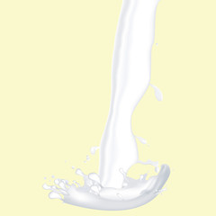 Realistic verticall mikl or creme splash