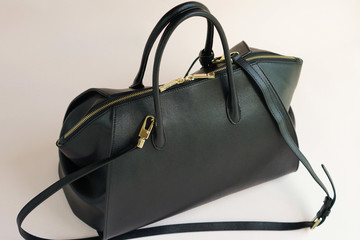 woman fashion luxury leather black bag isolated