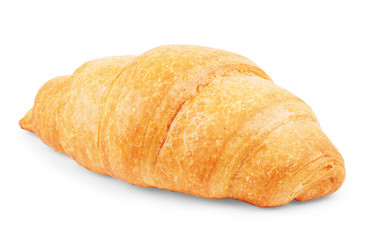 croissant sprinkled with powdered sugar isolated on a white background closeup