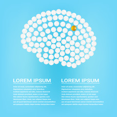 Human Brain With Pills With Text Isolated On A Background. Vector Illustration.Neurology. Medical concept created by pills.