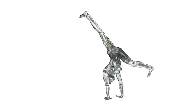 Digital 3D Animation of a dancing female Cyborg