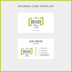 Double-sided vintage business card template with retro typographic logo and textured background. Vector illustration. Stationery design