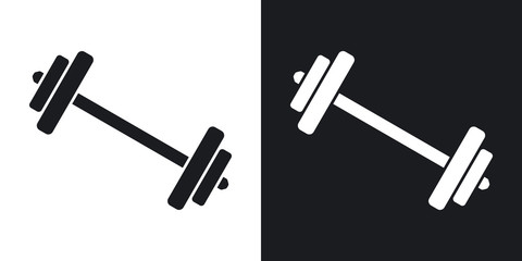 Vector barbell icon. Two-tone version on black and white background - obrazy, fototapety, plakaty