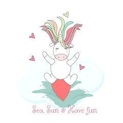 Hand drawn unicorn for cards, baby shower invitations, t-shirts, in vector