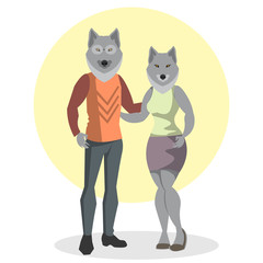 Illustration of the wolf and wolf fashion