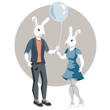 Rabbit-boy and rabbit girl.
