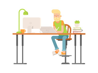 Freelance designer, CG artist character in flat style