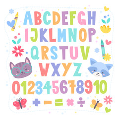 Cute cartoon colorful alphabet for children  - 165397565