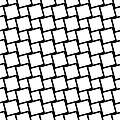 Black and white seamless square grid pattern - vector background design from angular squares