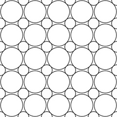 Naklejka premium Seamless monochrome circle grid pattern - simple vector background graphic