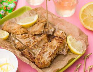 Fried fish Pescado frito with lemon mayonnaise