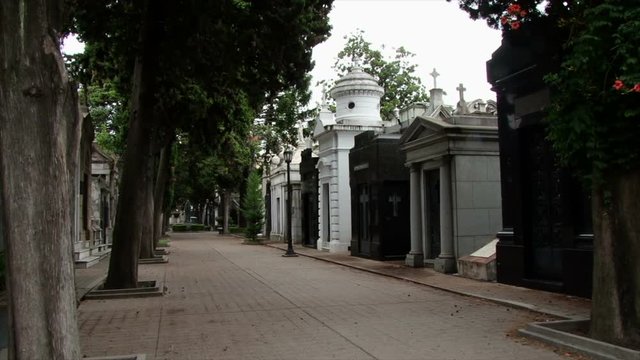 Shot of central avenue at Recoleta cemetery in Buenos Aires, Argentina