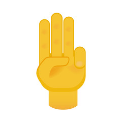 Hand with Three Fingers on White Background. Isolated Vector Illustration 