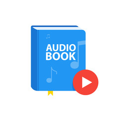 Audio Book icon with download play button. Online digital library concept. Vector illustration
