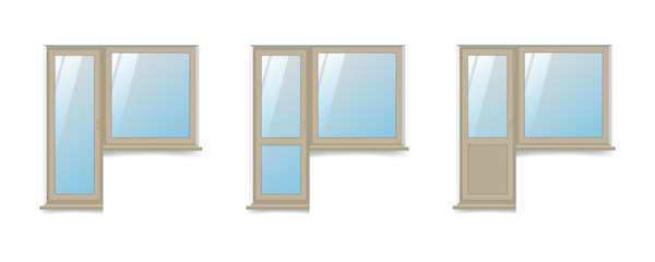 Vector illustration of isolated balcony blocks with windows on white background