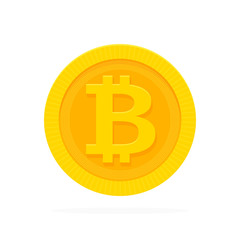 Golden bitcoin icon for cryptocurrency, virtual currency, digital money, ecash. Vector illustration