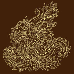 Henna tattoo flower template. Mehndi style. Set of ornamental patterns in the oriental style.