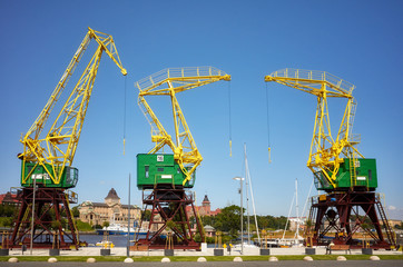 Port cranes at Szczecin boulevards, Poland