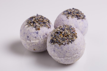 Aromatic bath bombs on a white