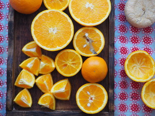 naranjas cortadas, vista aerea