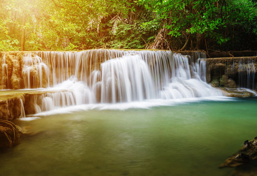 Huay Mae Kamin waterfall in Khuean Srinagarindra National Park, Kanchanaburi, Thailand