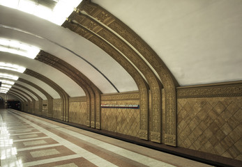 Raiymbek batyr station in Almaty metro. Kazakhstan