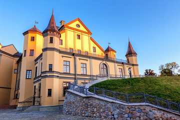  Medieval castle in the city Nesvizh, Belarus, historic landmark, old architecture.