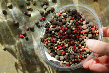 Mix of red, white and black spice pepper