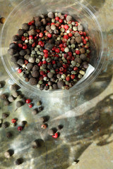 Mix of red, white and black pepper