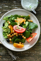 Summer vegan salad with spinach