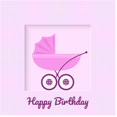 Greeting card with baby stroller