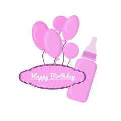 pink bottle with slots and label on white background