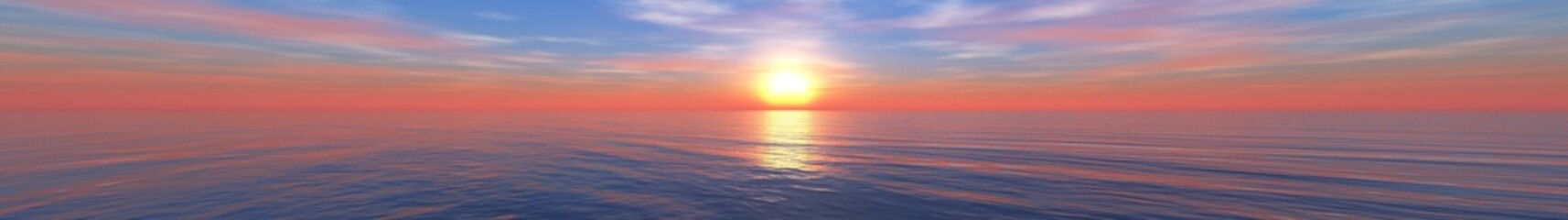 Fototapety  Panorama morza zachód słońca, wschód słońca. Baner.