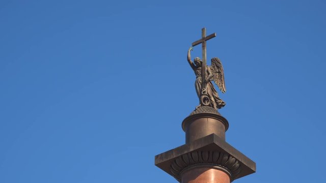 Angel on the Alexander Column in the Palace Square in St. Petersburg Russia