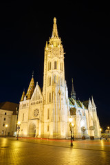 Fototapeta na wymiar Beautiful church of St. Matthias with night illumination. Budapest